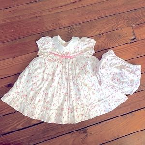 Lydia Jane Floral White & Pink Sun Dress with matching bloomers Size 3-6 months